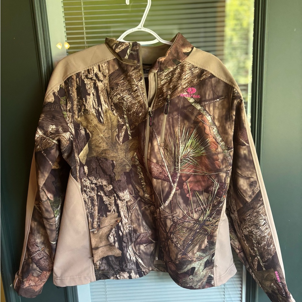 Camo Jacket with Pink Logo